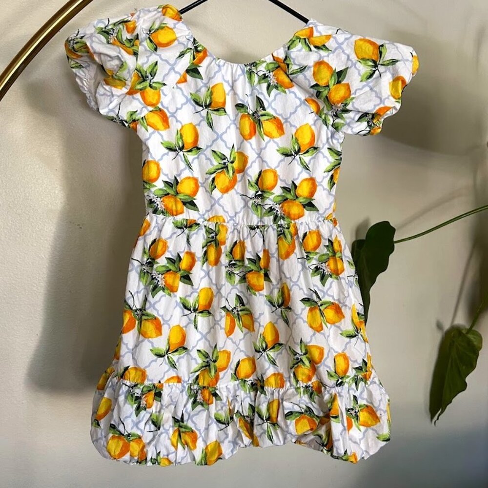 Janie and Jack Lemon Puff Sleeve Dress SIZE 10